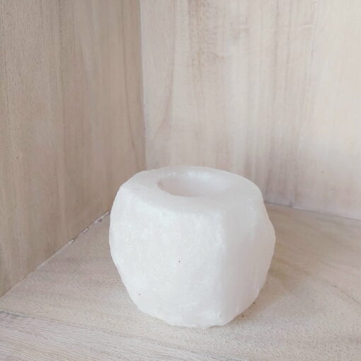 Himalayazout theelichthouder 800gr.-1000gr. - zware kwaliteit - wit